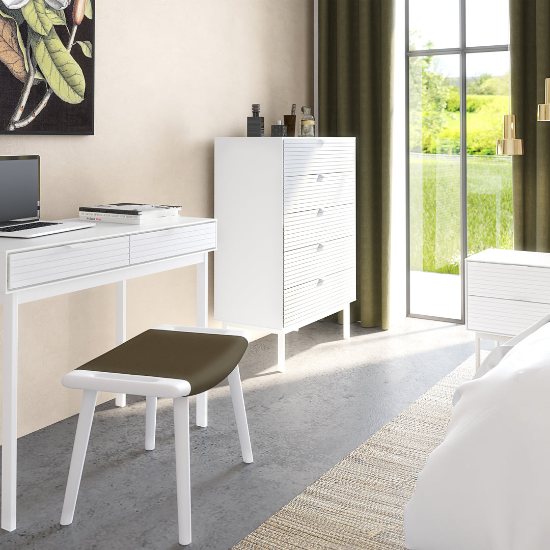 Soma 5 Drawers Chest Granulated pure White Brushed White - TidySpaces