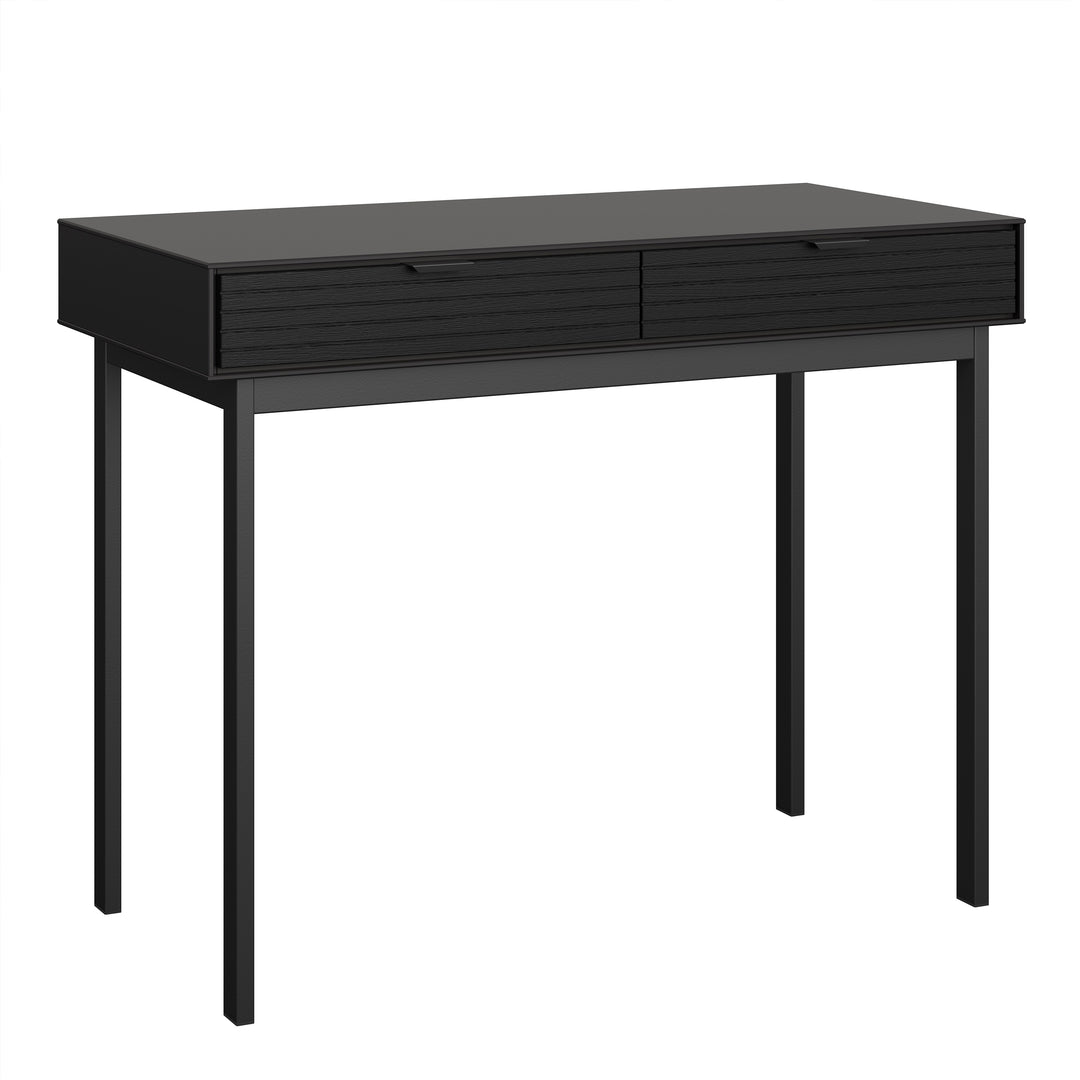 Soma Desk 2 Drawers Granulated Black Brushed Black - TidySpaces