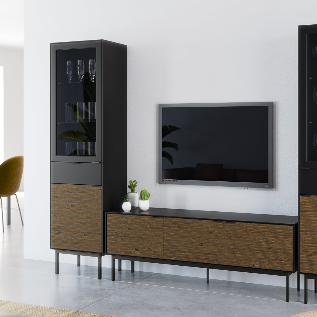 Soma TV Table 3 Doors, Granulated Black Brushed espresso - TidySpaces