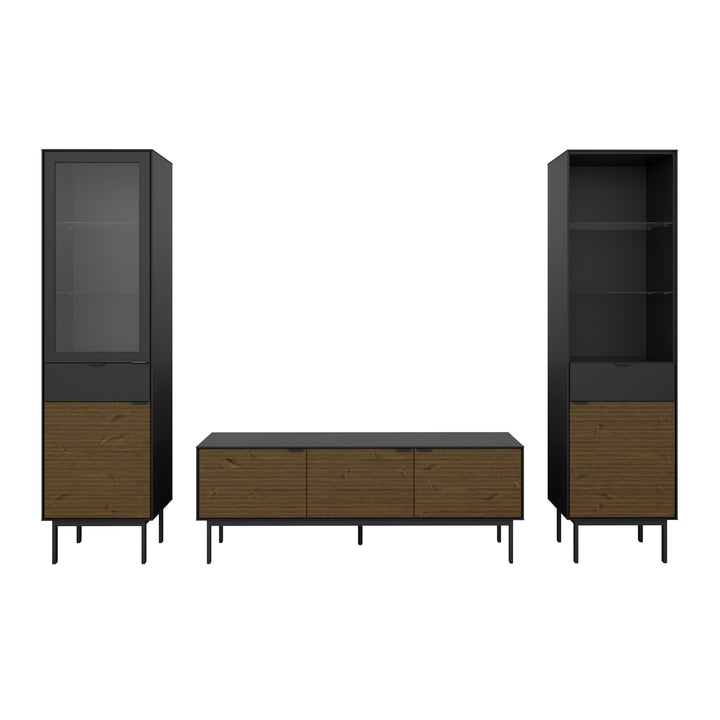 Soma TV Table 3 Doors, Granulated Black Brushed espresso - TidySpaces