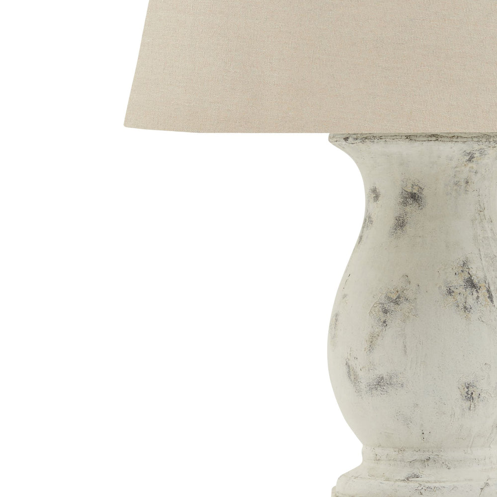 Darcy Antique White Pillar Table Lamp With Linen Shade - TidySpaces