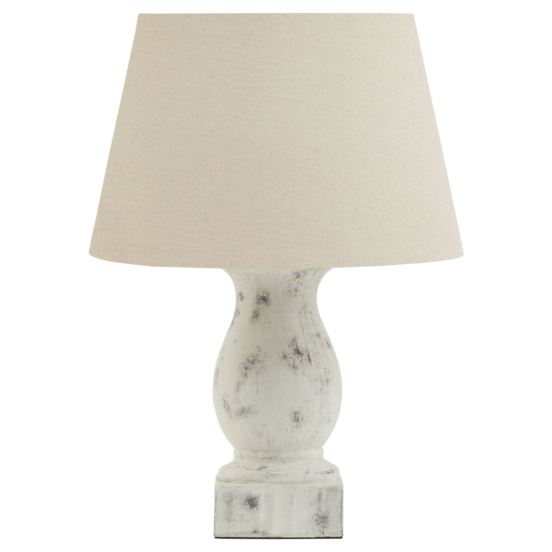 Darcy Antique White Pillar Table Lamp With Linen Shade - TidySpaces