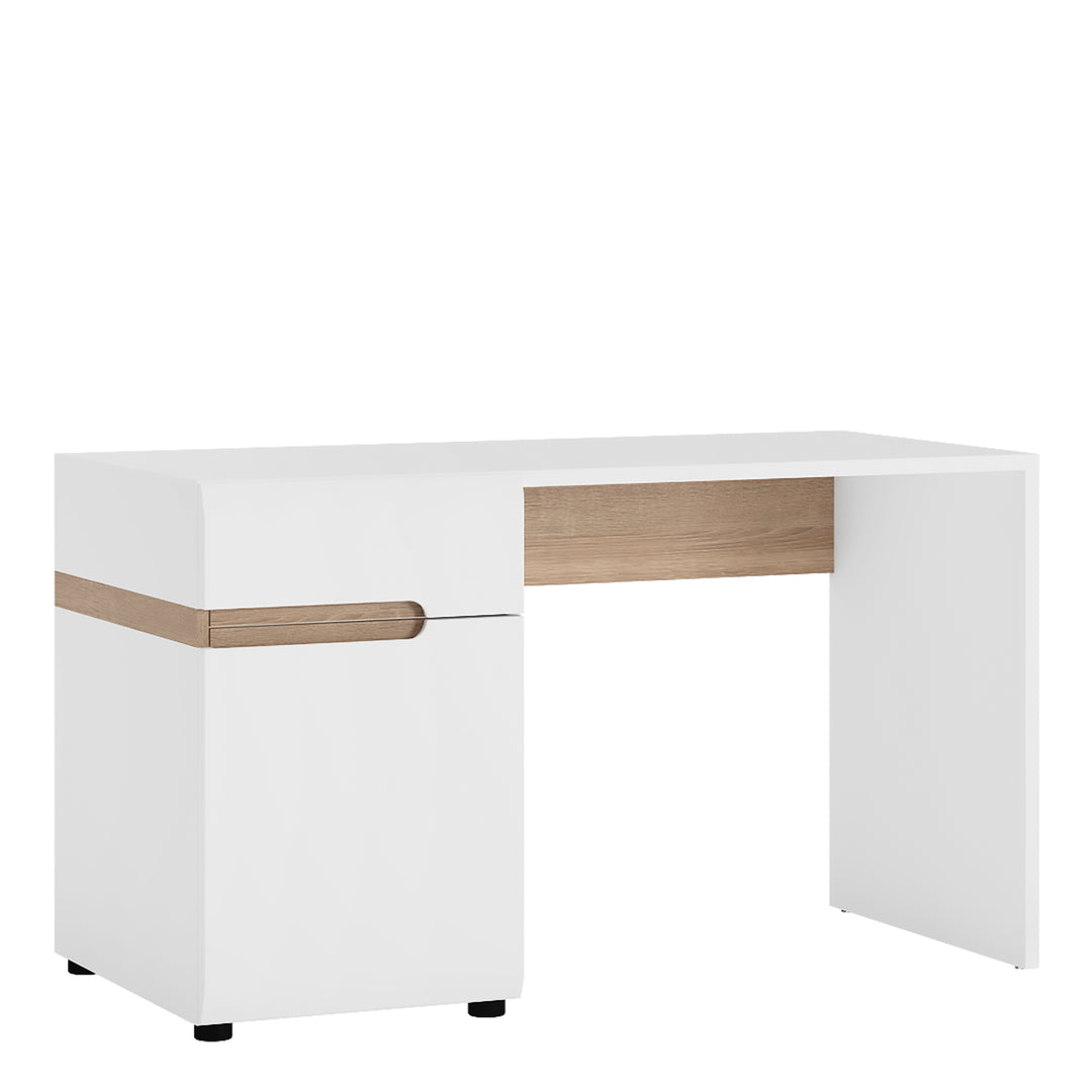 Chelsea Desk/Dressing Table in White with Oak Trim - TidySpaces