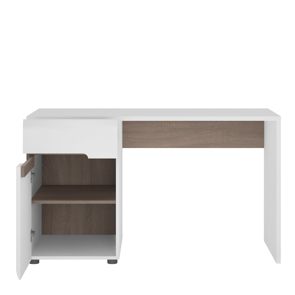Chelsea Desk/Dressing Table in White with Oak Trim - TidySpaces