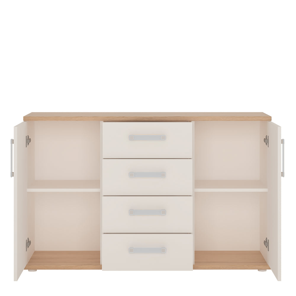 4Kids 2 Door 4 Drawer Sideboard in Light Oak and white High Gloss (opalino handles) - TidySpaces
