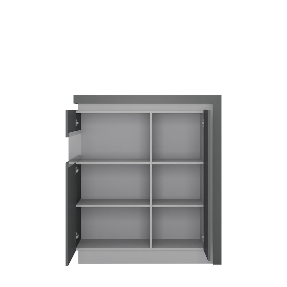 Lyon 2 door designer cabinet (LH) in Platinum/Light Grey Gloss - TidySpaces
