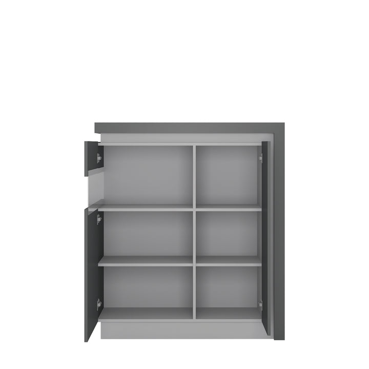 Lyon 2 door designer cabinet (LH) in Platinum/Light Grey Gloss - TidySpaces