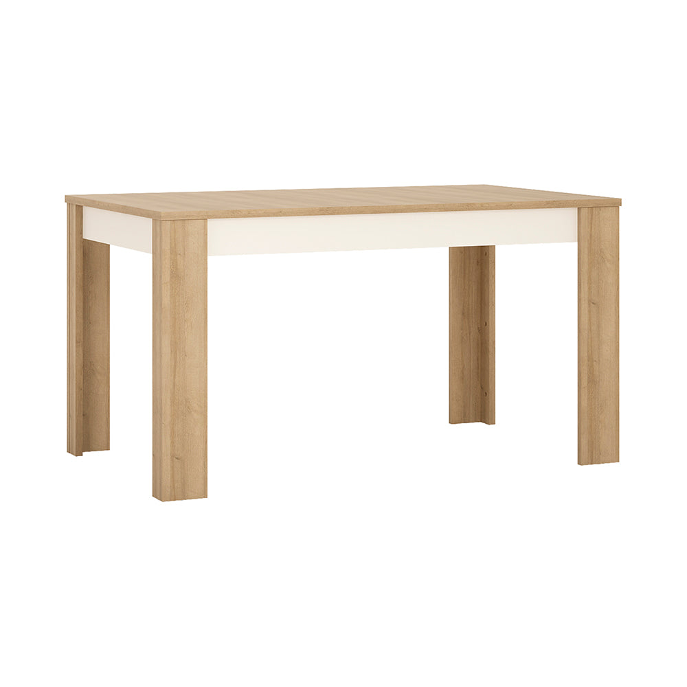 Lyon Medium extending dining table 140/180 cm in Riviera Oak/White High Gloss - TidySpaces