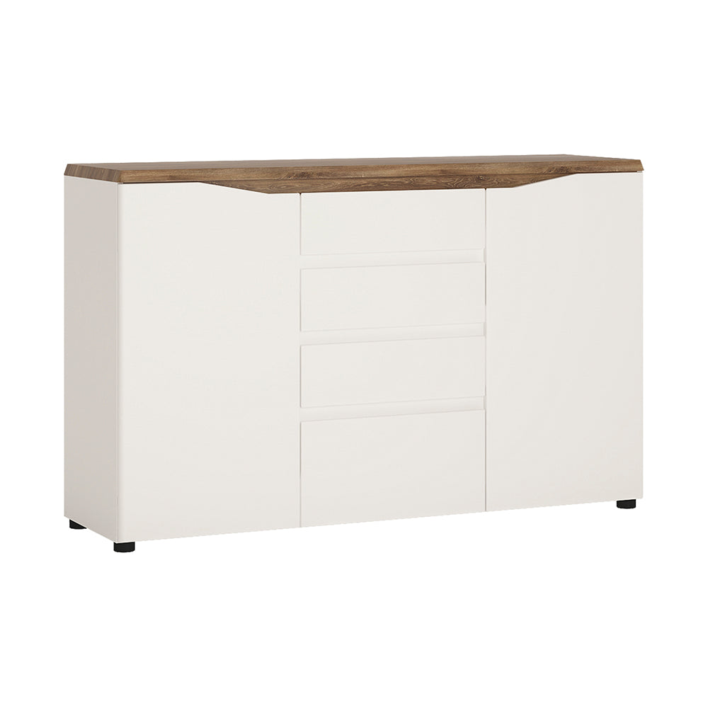 Toledo 2 door 4 drawer sideboard in White and Oak - TidySpaces