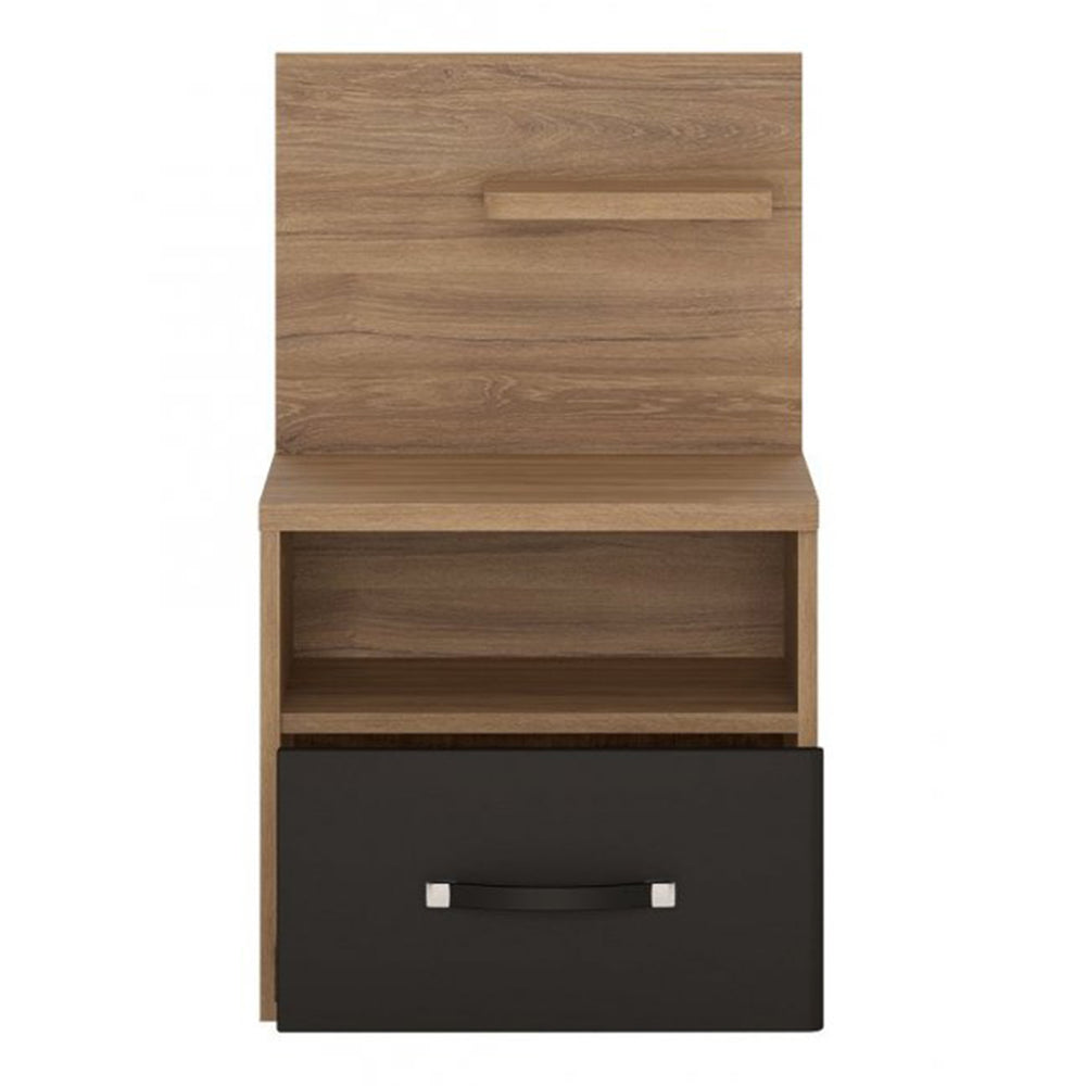 Monaco 1 drawer bedside with open shelf (RH) in Oak and Black - TidySpaces