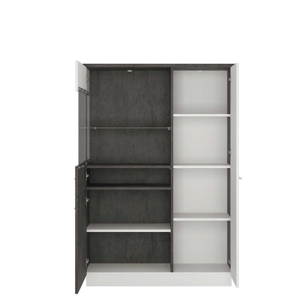 Zingaro Low display cabinet (LH) in Grey and White - TidySpaces