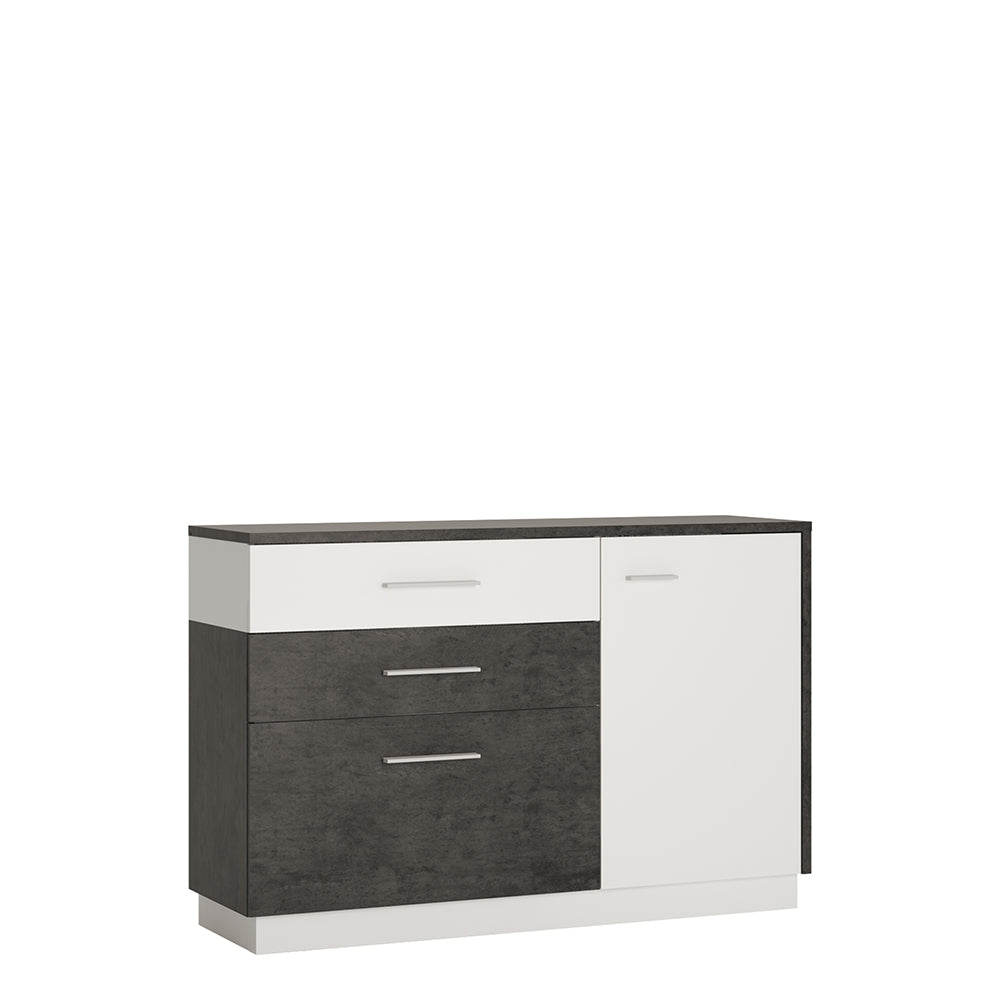 Zingaro 1 door 2 drawer 1 compartment sideboard in Grey and White - TidySpaces