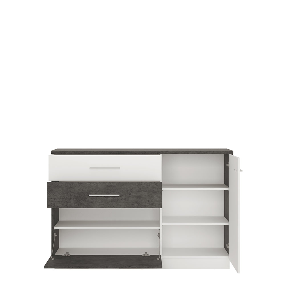 Zingaro 1 door 2 drawer 1 compartment sideboard in Grey and White - TidySpaces