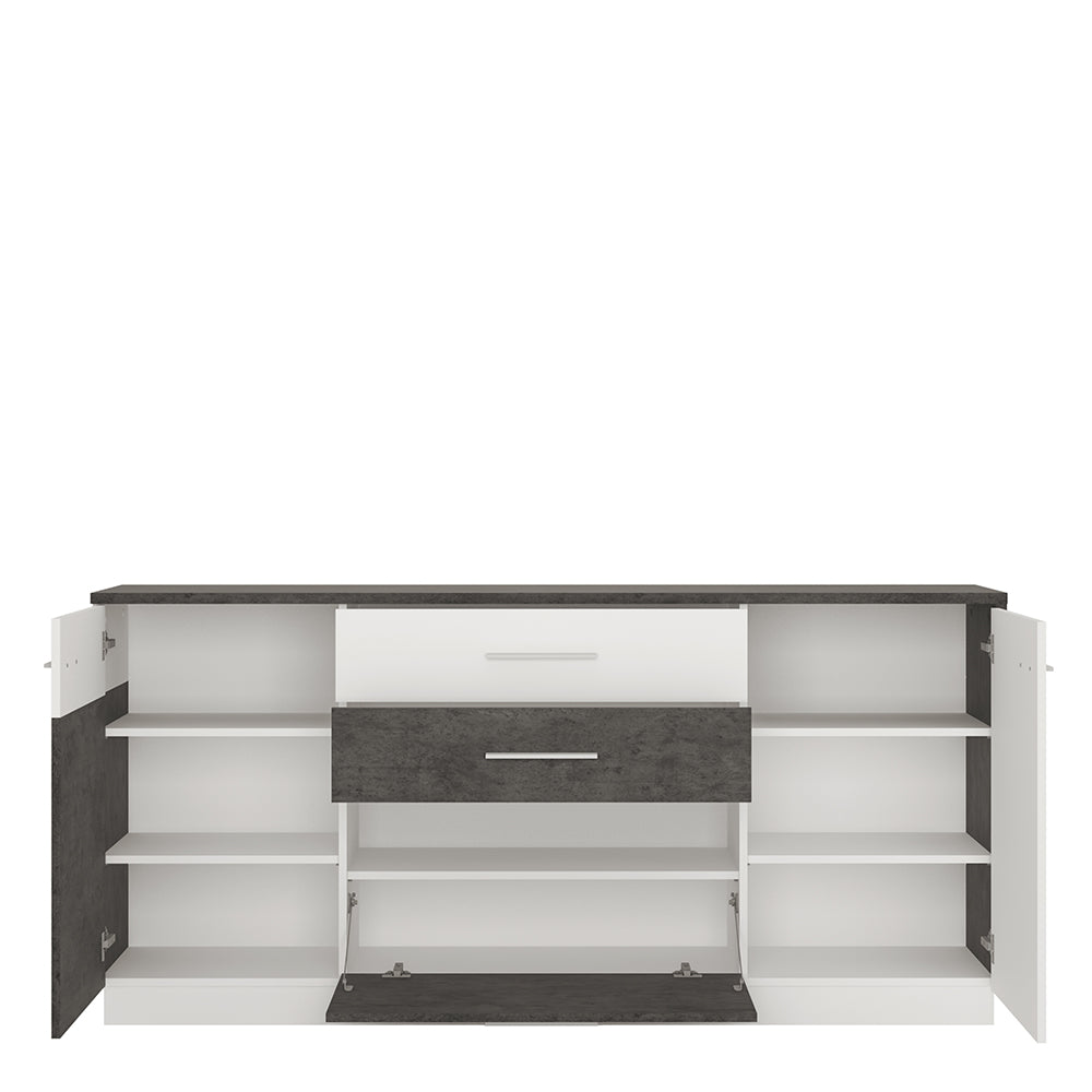 Zingaro 2 door 2 drawer 1 compartment sideboard in Grey and White - TidySpaces