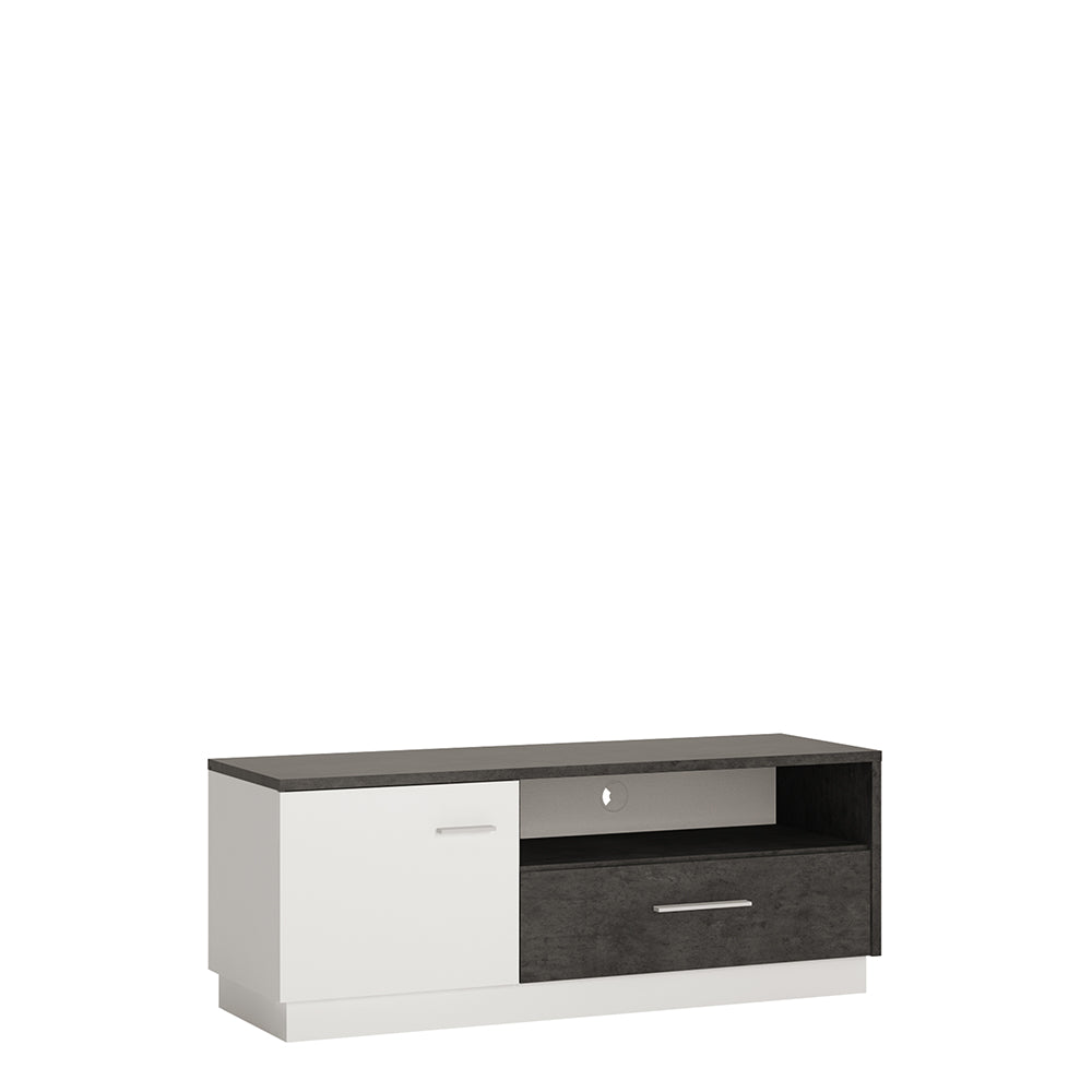 Zingaro 1 door 1 drawer TV cabinet in Grey and White - TidySpaces
