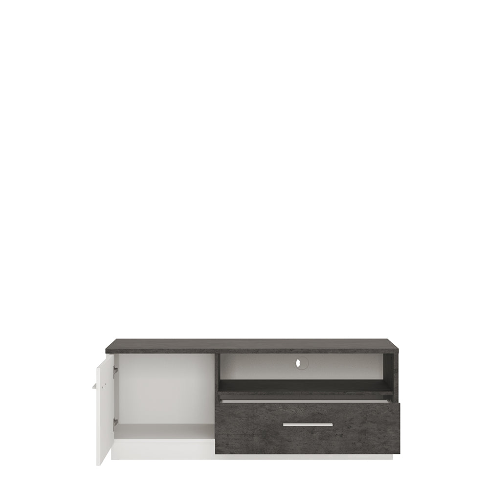 Zingaro 1 door 1 drawer TV cabinet in Grey and White - TidySpaces