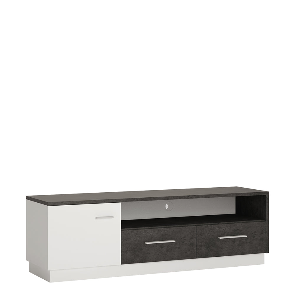 Zingaro 1 door 2 drawer wide TV cabinet in Grey and White - TidySpaces