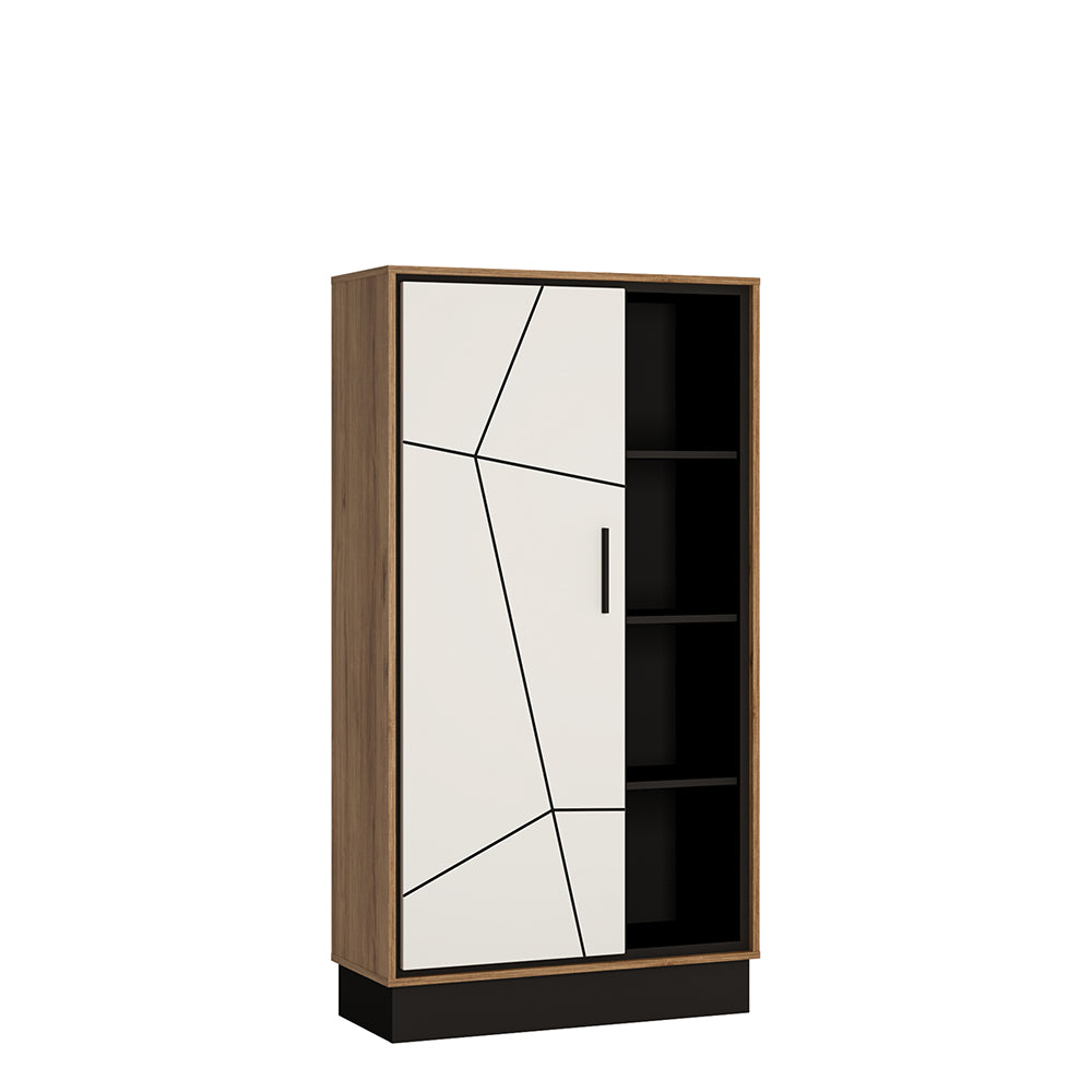 Brolo Wide 1 door bookcase in Walnut and White - TidySpaces