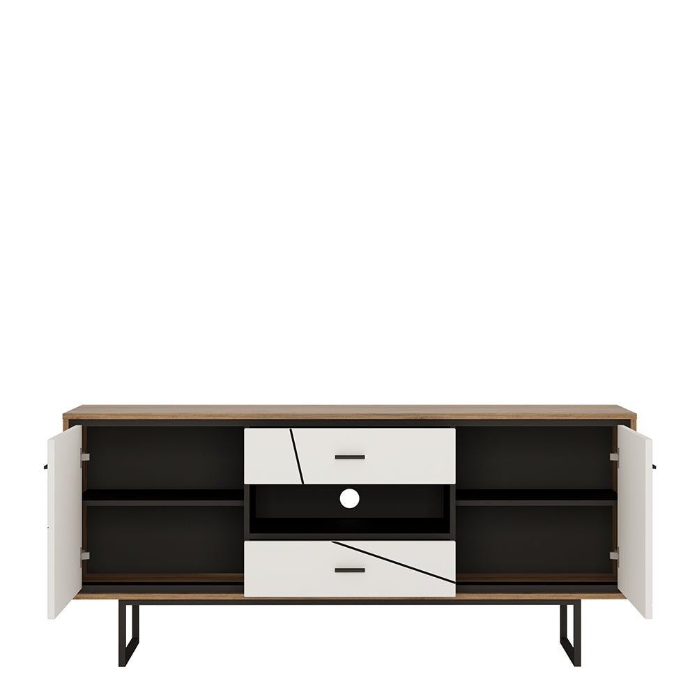 Brolo 2 door 2 drawer TV unit in Walnut and White - TidySpaces