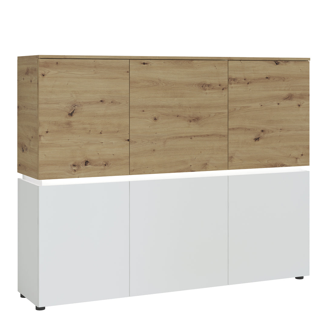 Luci 6 door cabinet (including LED lighting) in White and Oak - TidySpaces