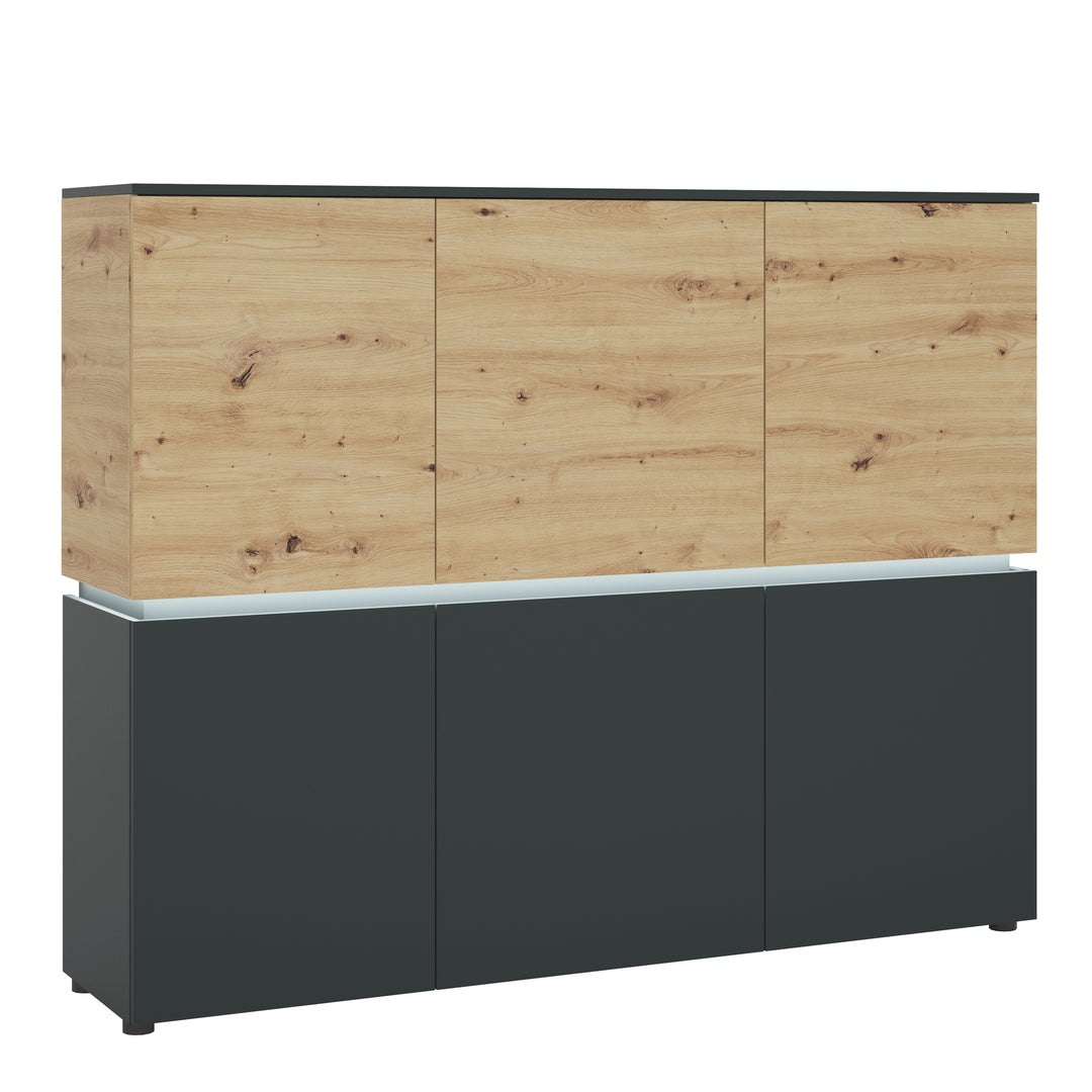 Luci 6 door cabinet (including LED lighting) in Platinum and Oak - TidySpaces