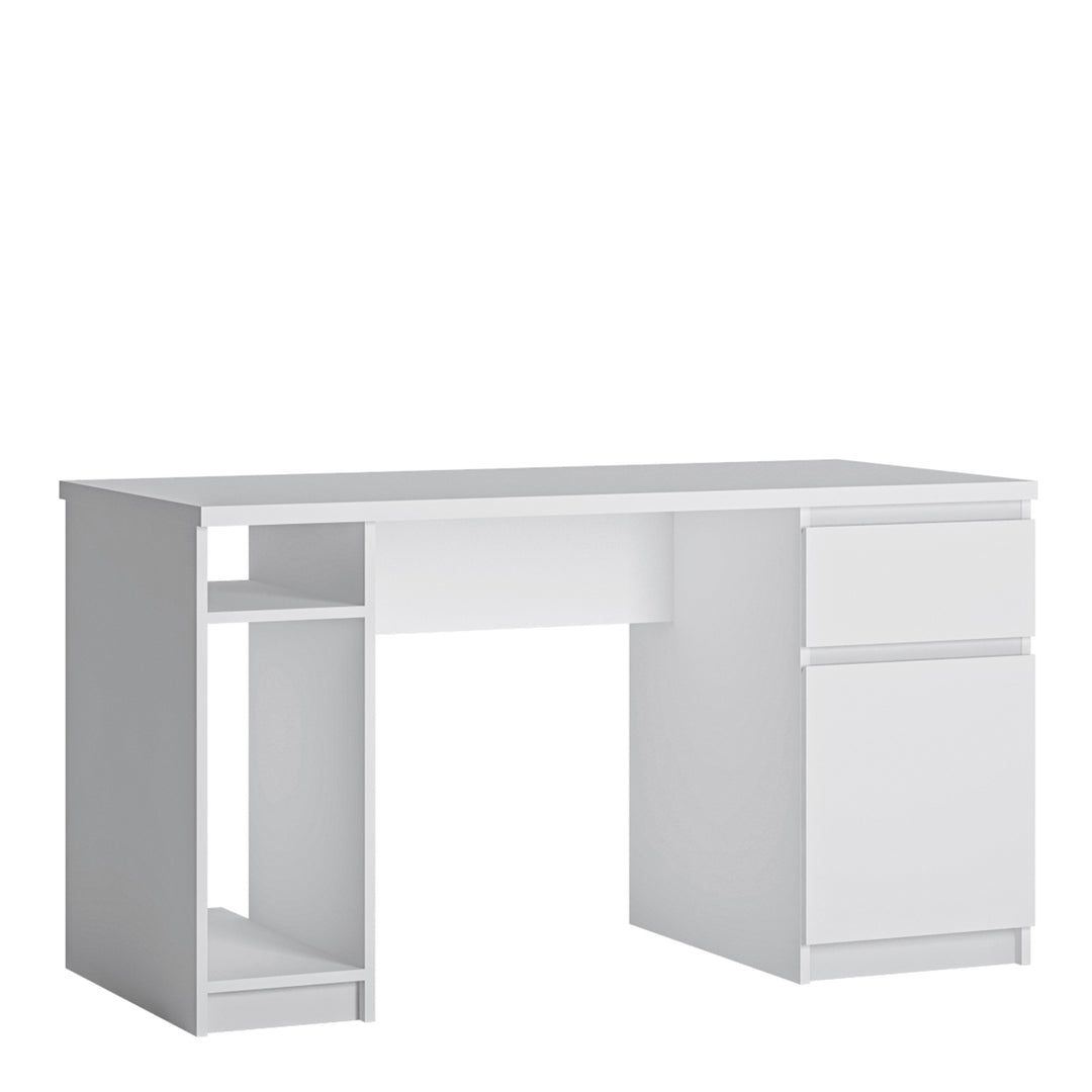 Fribo 1 door 1 drawer twin pedestal desk in White - TidySpaces