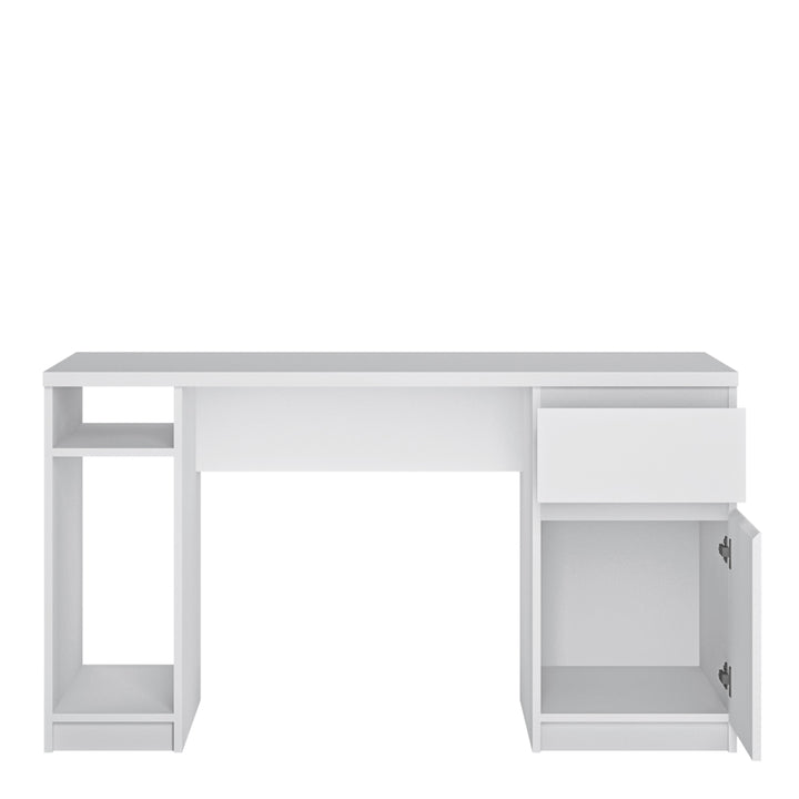 Fribo 1 door 1 drawer twin pedestal desk in White - TidySpaces