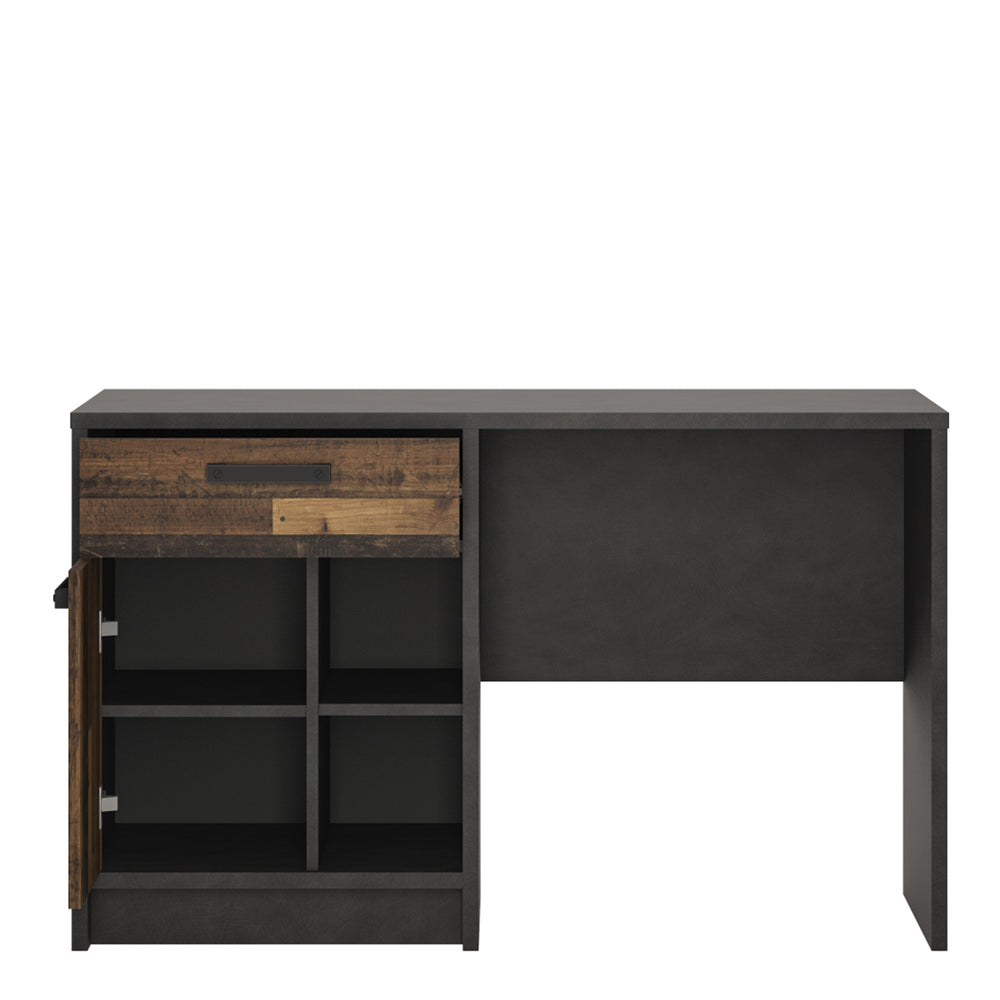Brooklyn Desk with 1 Door and 1 Drawer in Walnut and Dark Matera Grey - TidySpaces