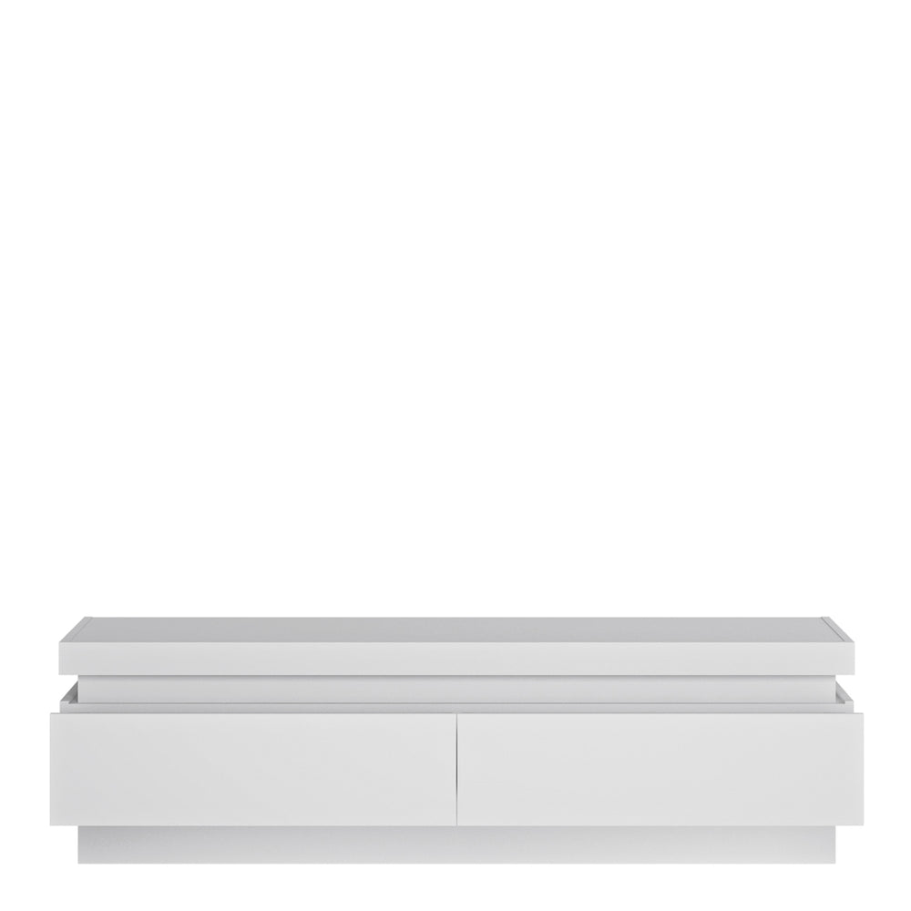 Lyon 2 drawer TV cabinet (including LED lighting) in White and High Gloss - TidySpaces