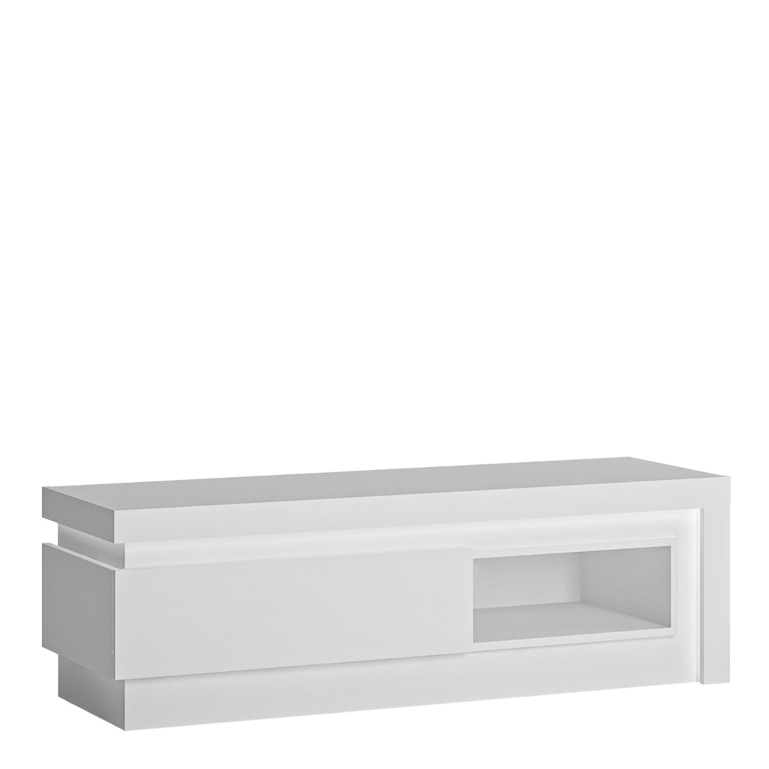 Lyon 1 drawer TV cabinet with Open Shelf in White and High Gloss - TidySpaces