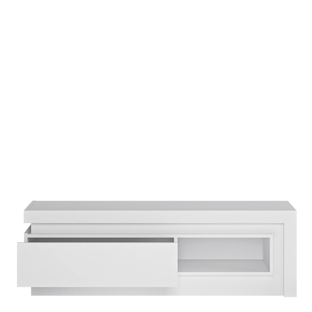 Lyon 1 drawer TV cabinet with Open Shelf in White and High Gloss - TidySpaces