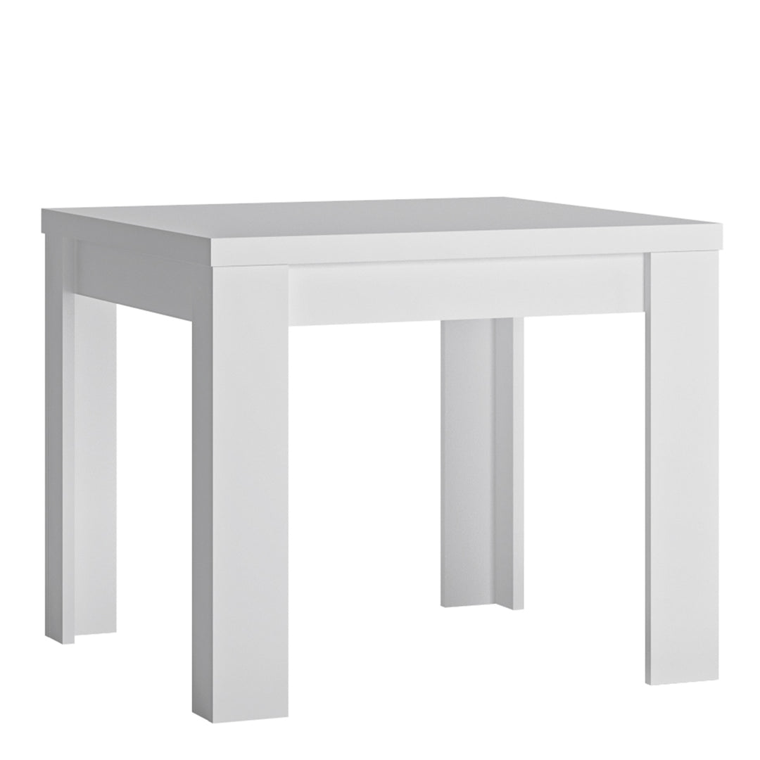 Lyon Small extending Dining Table 90/180 cm in White and High Gloss - TidySpaces