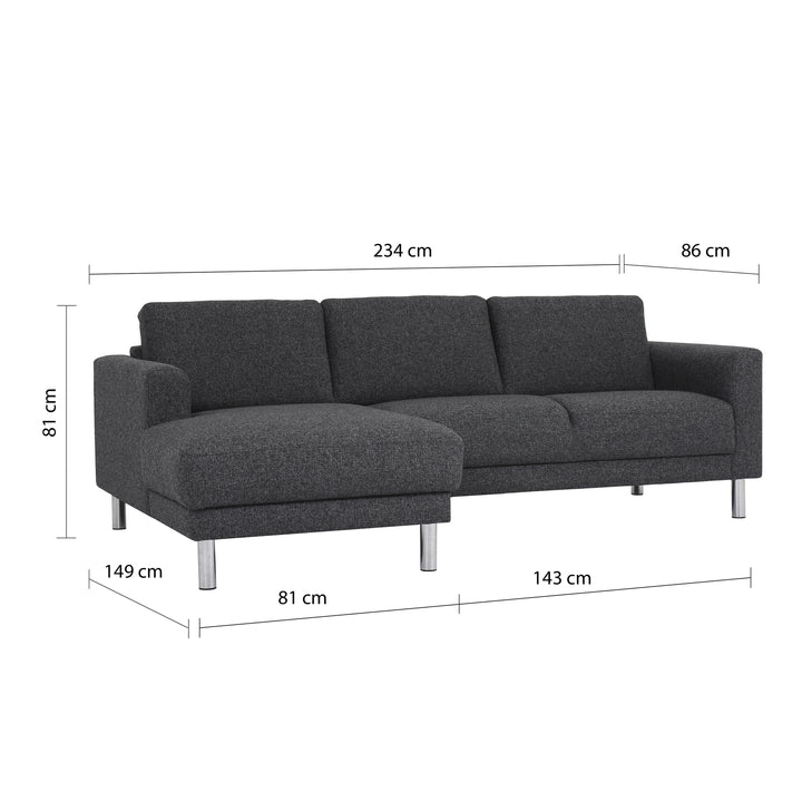 Cleveland Chaiselongue Sofa (LH) in Nova Anthracite - TidySpaces