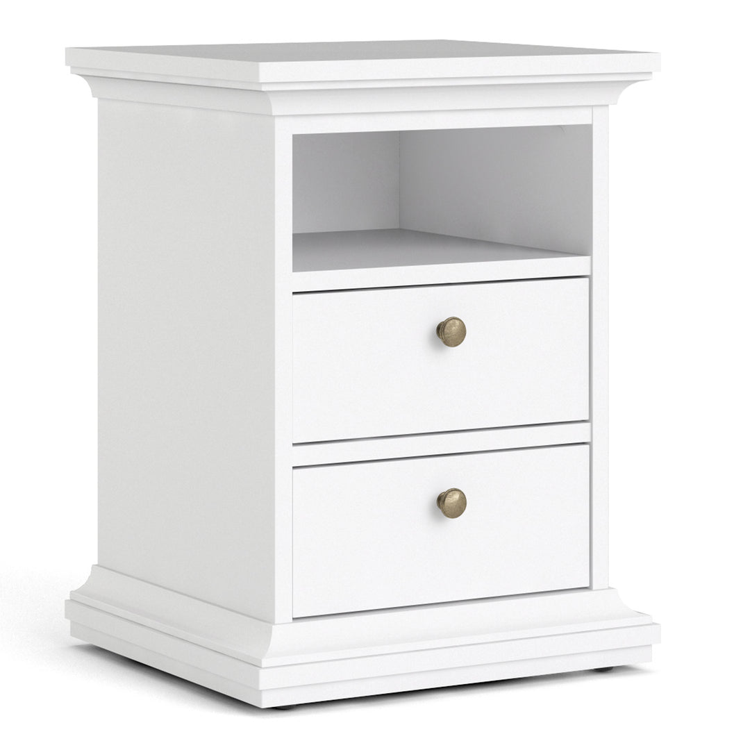 Paris Bedside 2 Drawers in White - TidySpaces