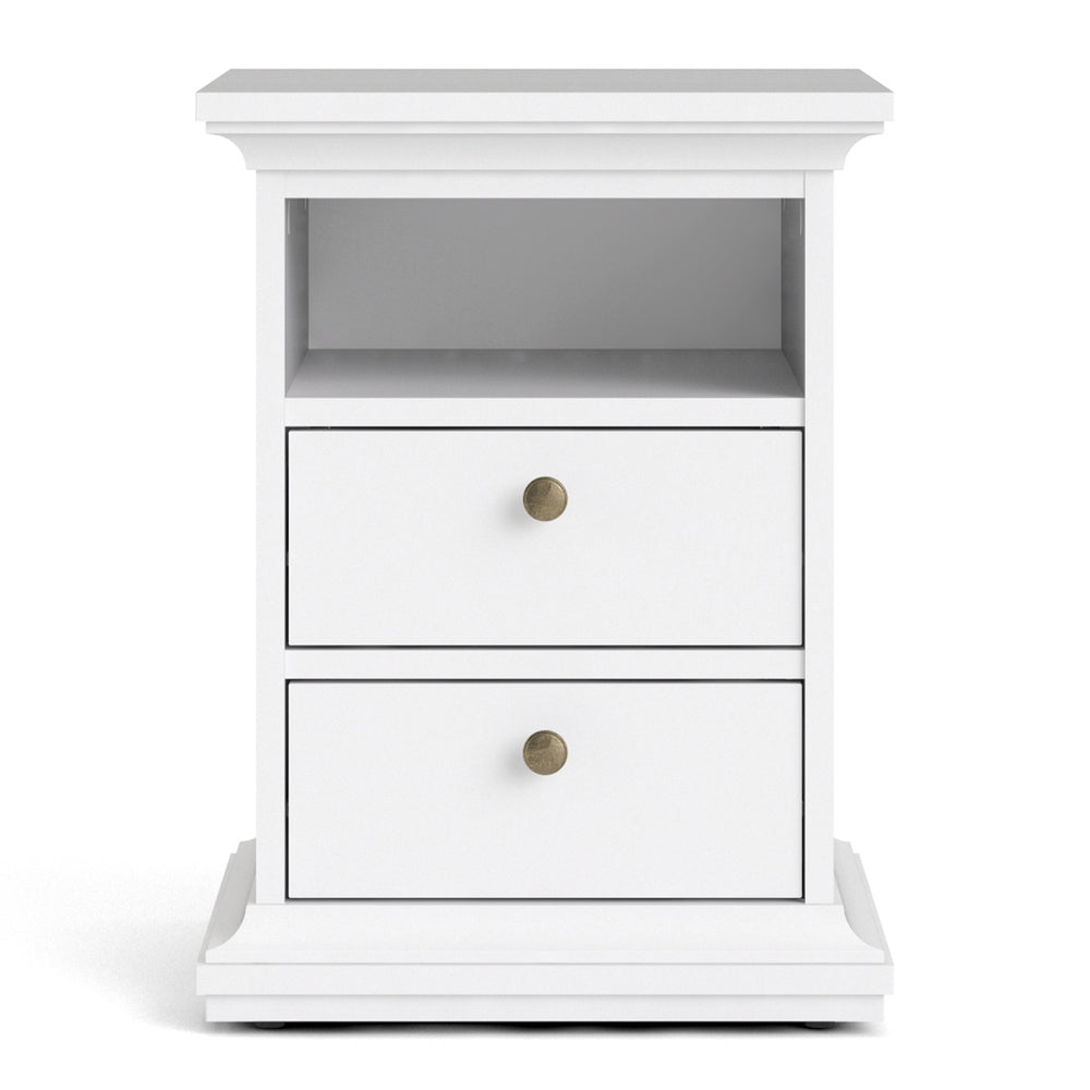 Paris Bedside 2 Drawers in White - TidySpaces