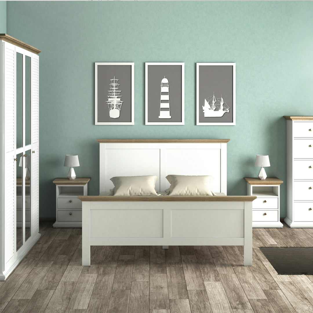 Paris Bedside 2 Drawers in White and Oak - TidySpaces