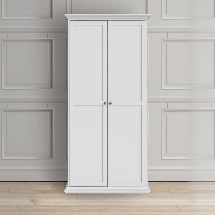 Paris Wardrobe with 2 Doors in White - TidySpaces