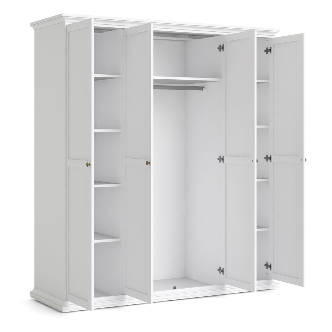 Paris Wardrobe with 4 Doors in White - TidySpaces