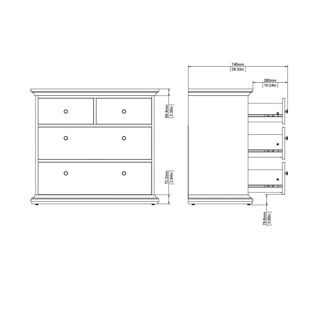 Paris Chest of 4 Drawers in White - TidySpaces