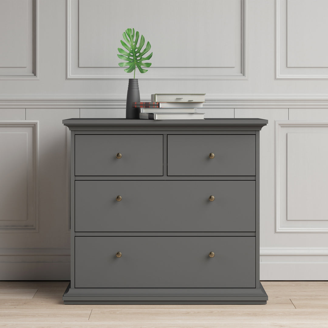 Paris Chest of 4 Drawers in Matt Grey - TidySpaces