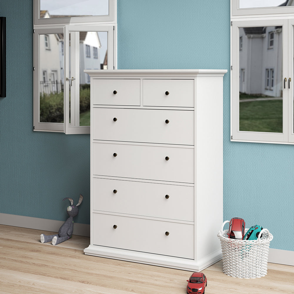 Paris Chest of 6 Drawers in White - TidySpaces