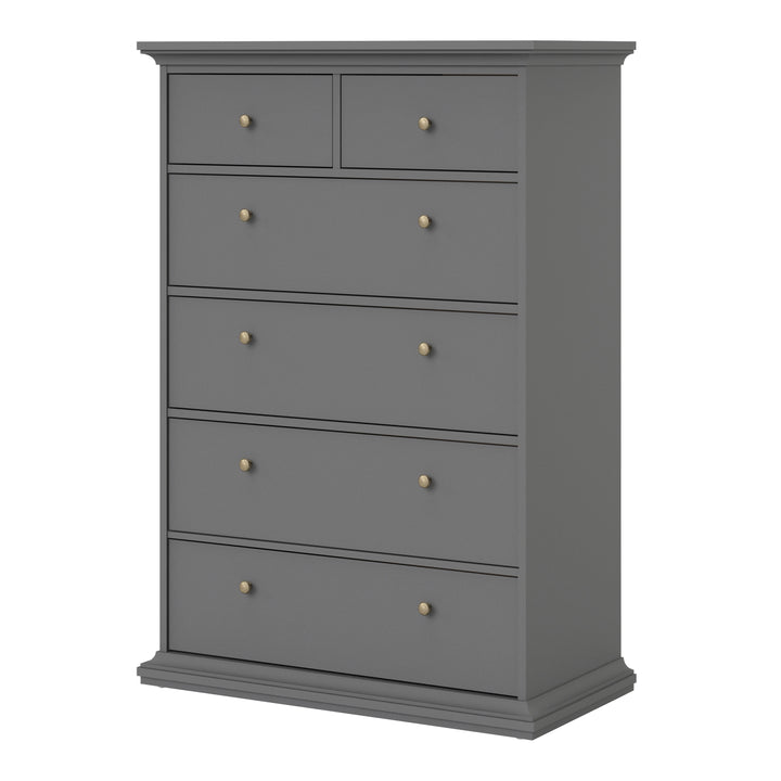 Paris Chest of 6 Drawers in Matt Grey - TidySpaces