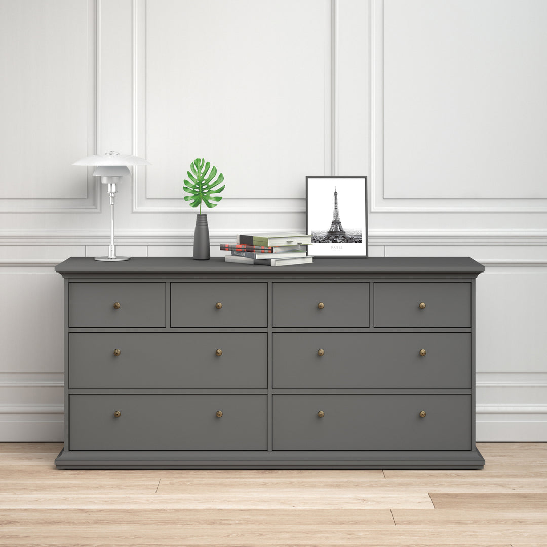 Paris Chest of 8 Drawers in Matt Grey - TidySpaces