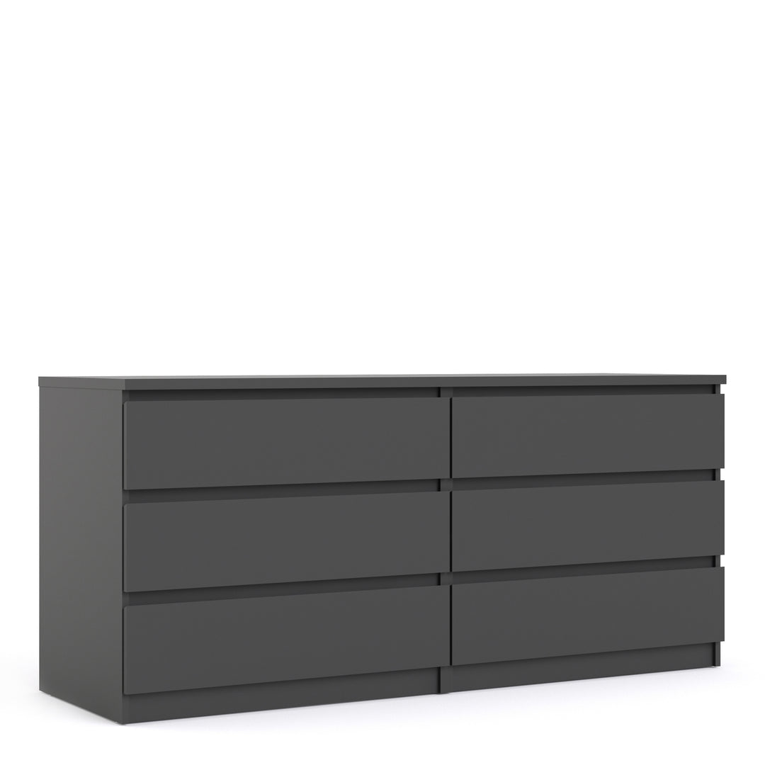 Naia Wide Chest of 6 Drawers (3+3) in Black Matt - TidySpaces