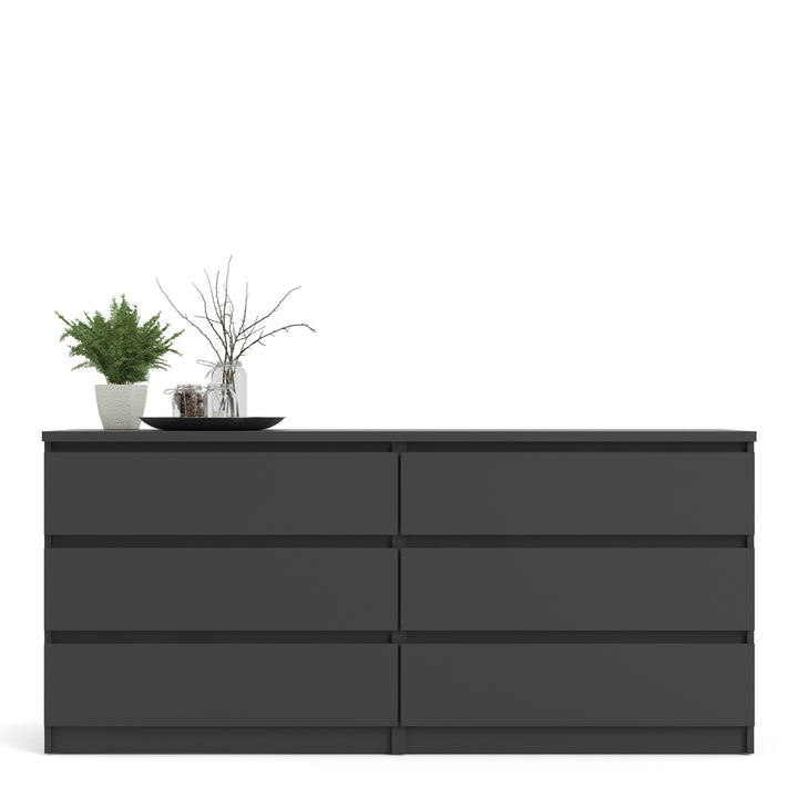 Naia Wide Chest of 6 Drawers (3+3) in Black Matt - TidySpaces