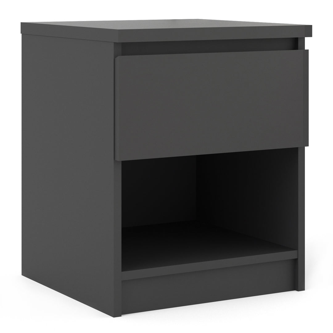 Naia Bedside 1 Drawer 1 Shelf in Black Matt - TidySpaces