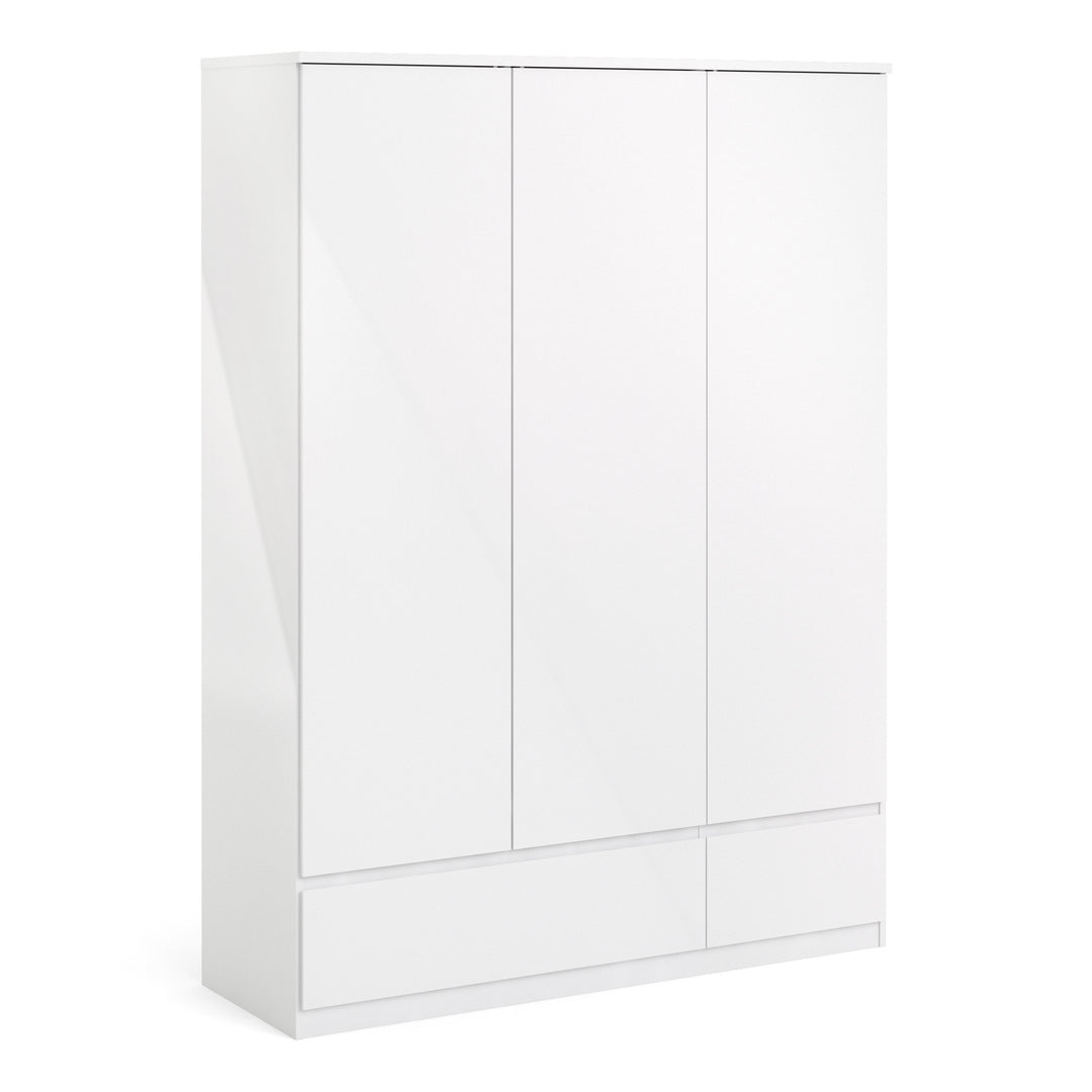 Naia Wardrobe with 3 doors + 2 drawers in White High Gloss - TidySpaces