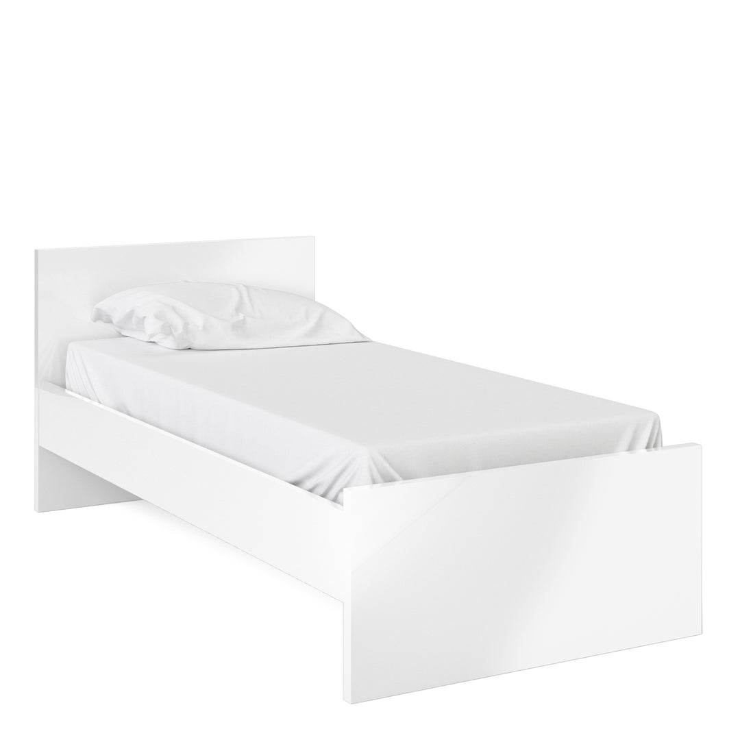 Naia Single Bed 3ft (90 x 190) in White High Gloss - TidySpaces