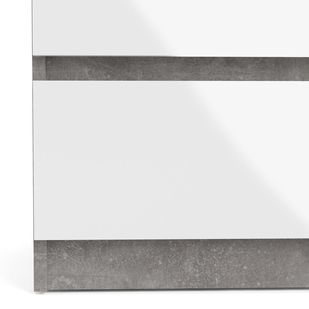 Naia Wide Chest of 6 Drawers (3+3) in Concrete and White High Gloss - TidySpaces