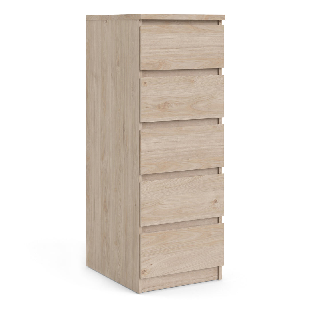 Naia Narrow Chest of 5 Drawers in Jackson Hickory Oak - TidySpaces